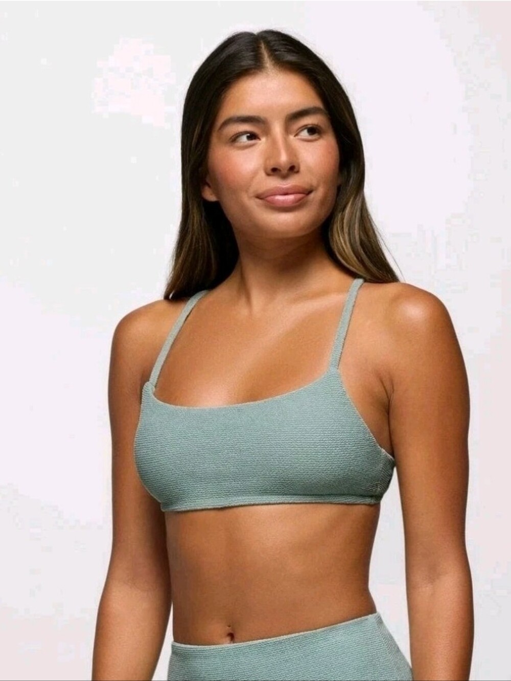 NEW PRANA Women's XL Lahari Scrunch Top Bikini Swim Top Saltwater Blue Textured